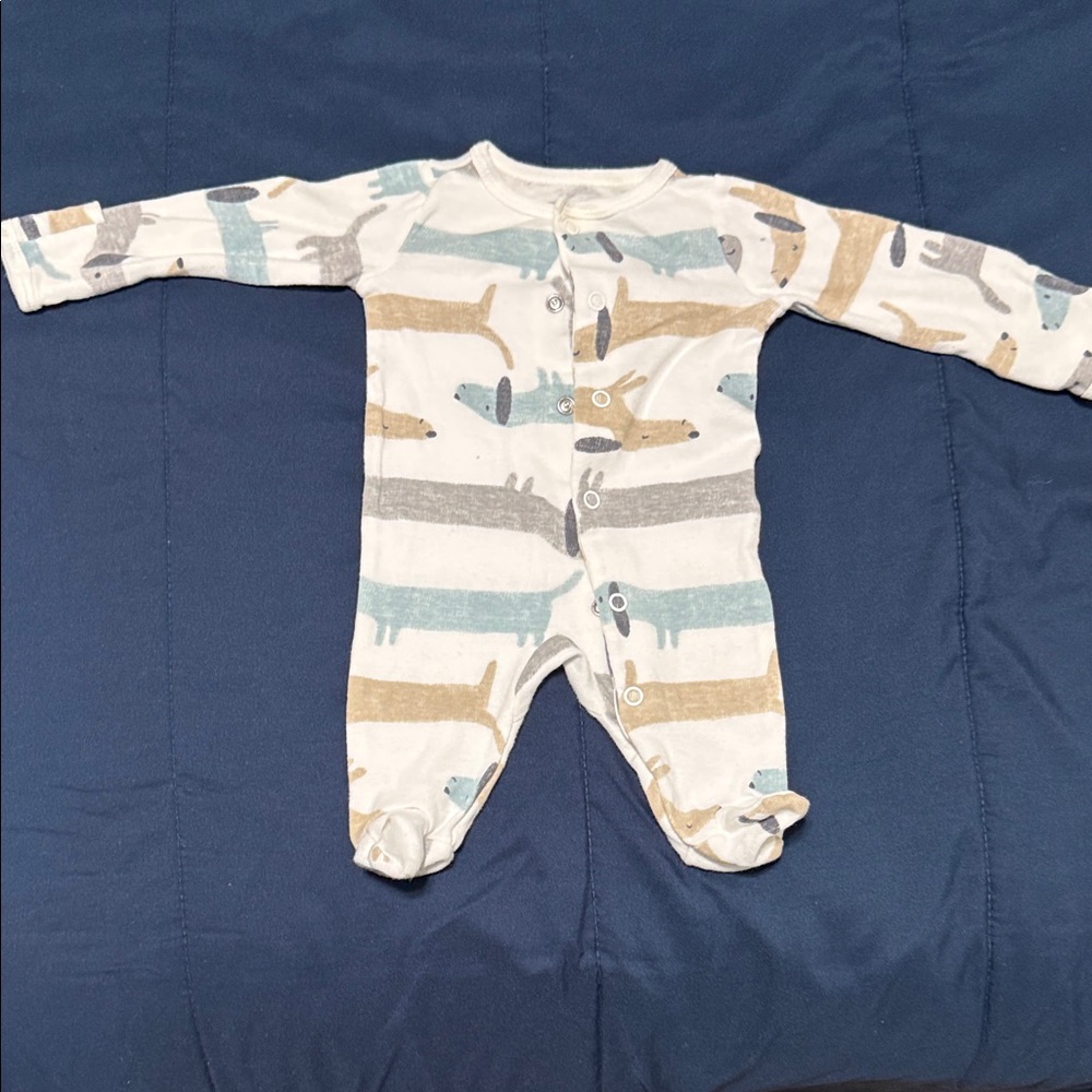 Carter's Striped Footie in Blue, Tan, and Cream
